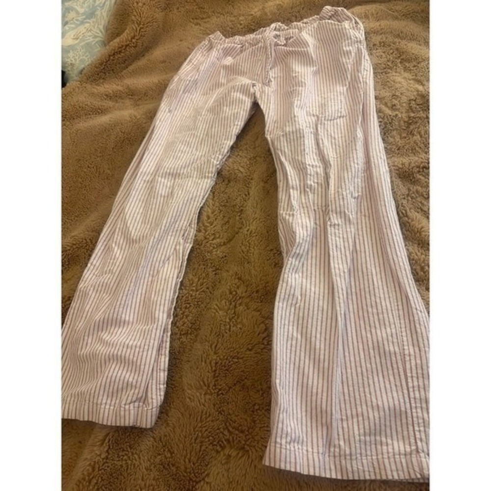 John Galt Pants Red White Striped Lounge Cotton Pockets Relaxed Size XS